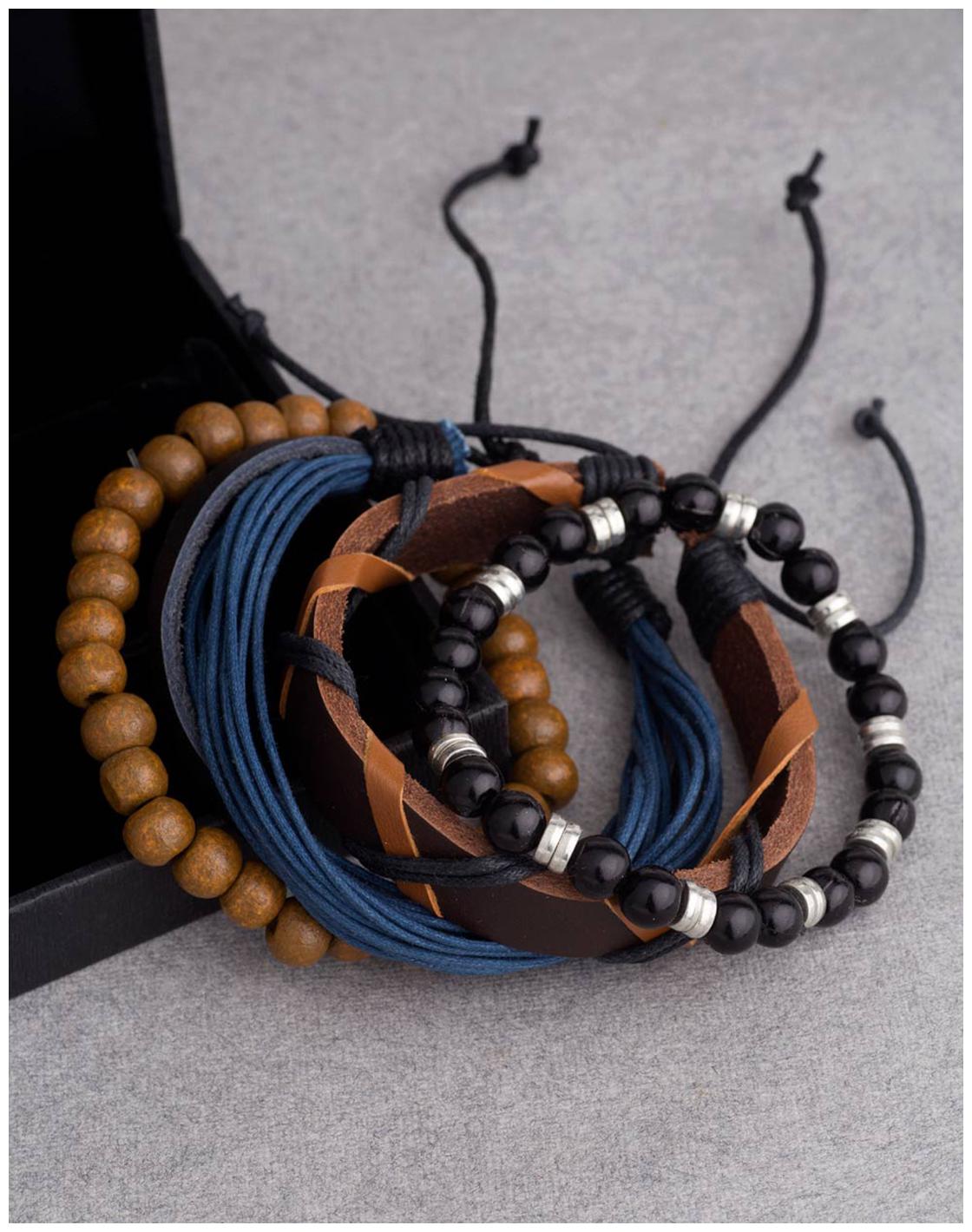 

Voylla Set Of 4 Bracelets Graced With Beads Leather