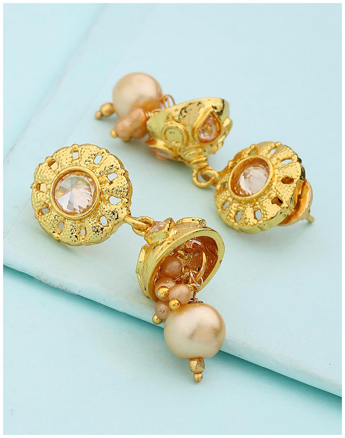 

Voylla Shiny Stone Studded Golden Earrings