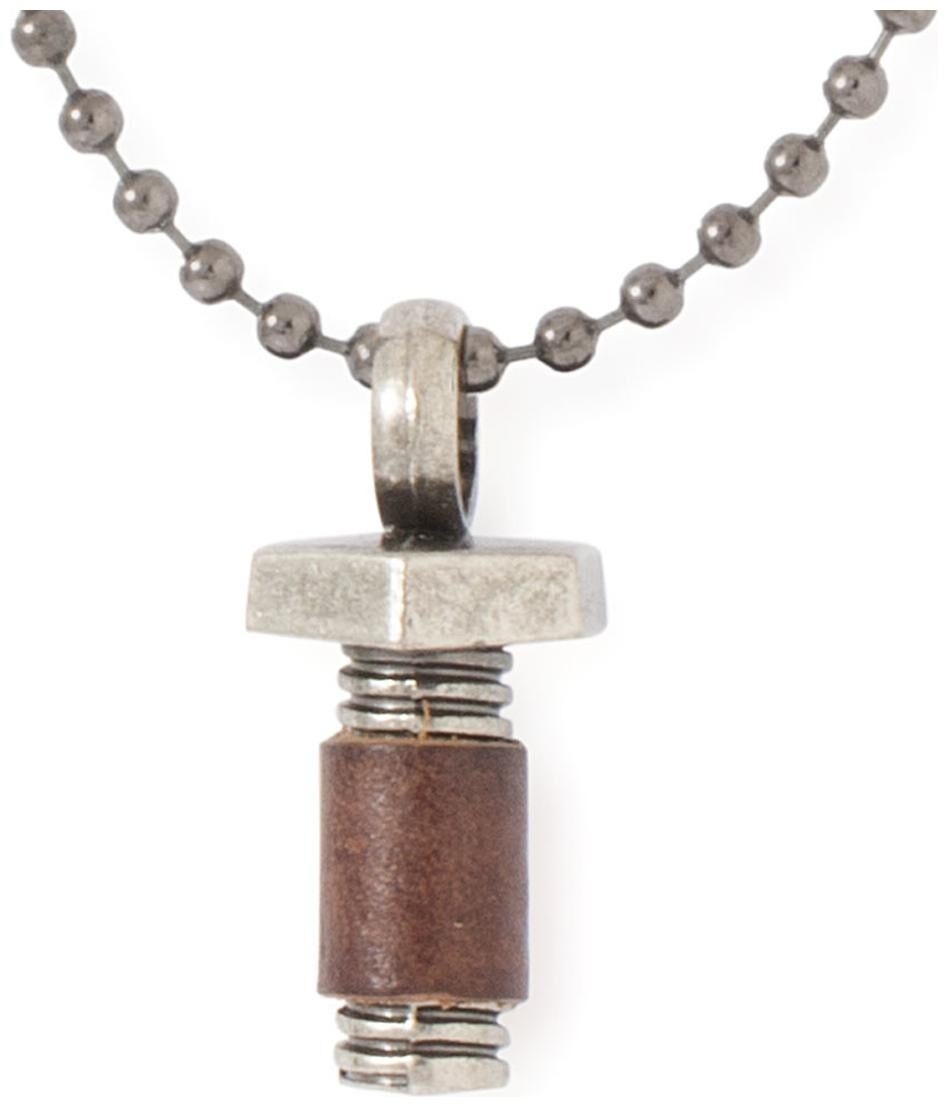

Voylla Silver Toned Bolt Shaped Pendant With Beaded Chain
