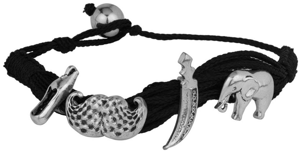 

Voylla Silver Oxidized Maharaja Thread Bracelet For Men