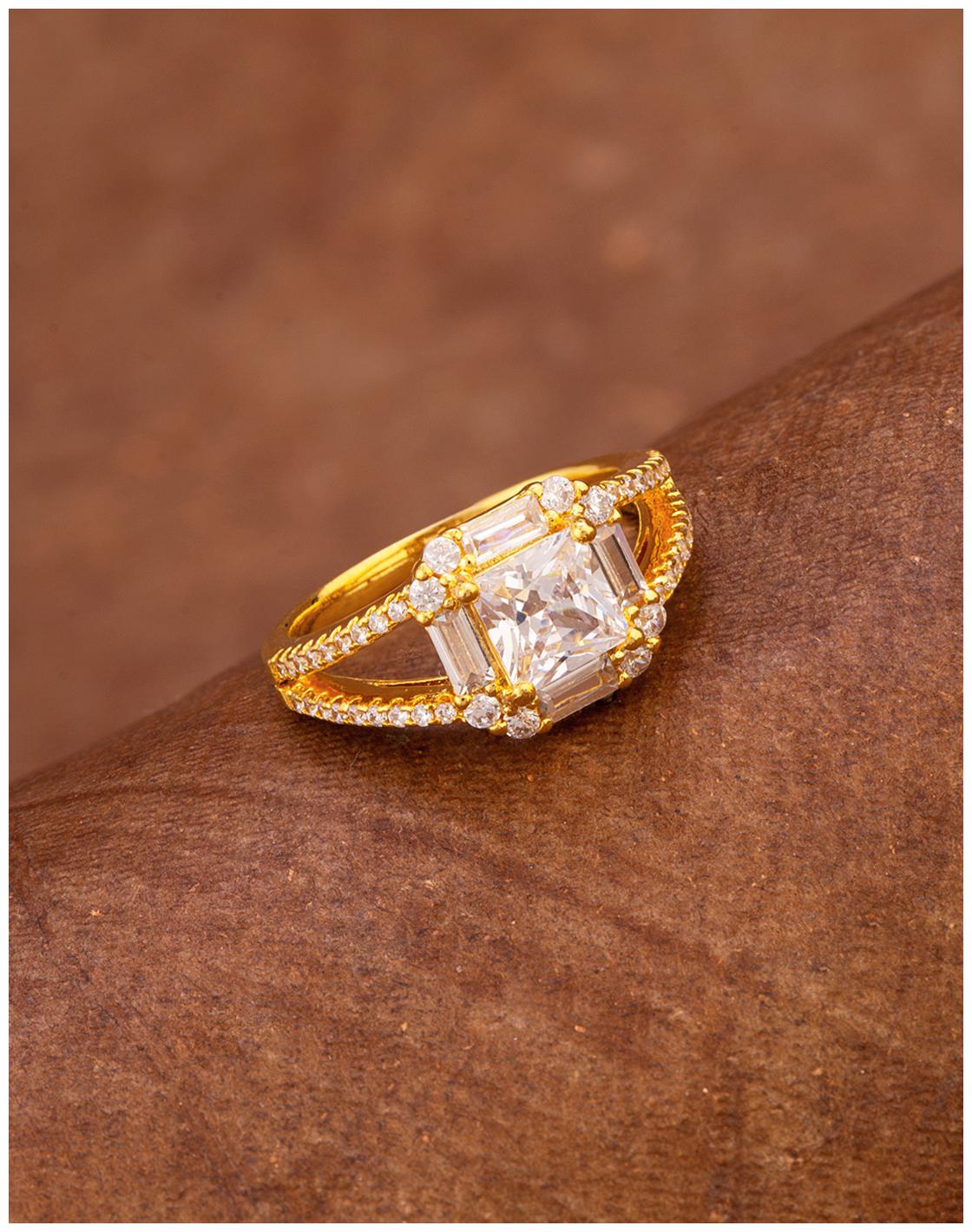 

Voylla Square Cut CZ Gem Ring