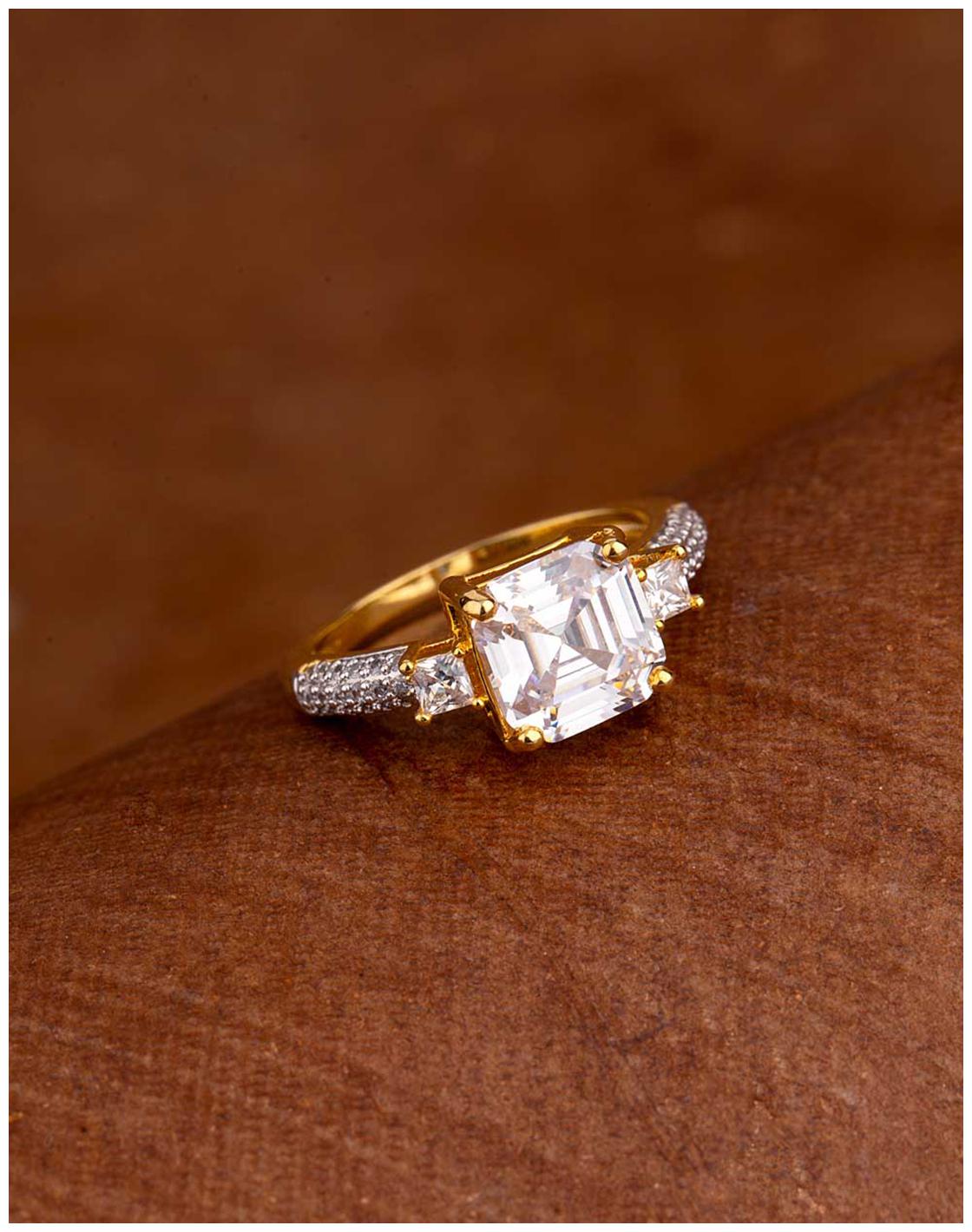 

Voylla Square Cut Zircon Adorned Ring