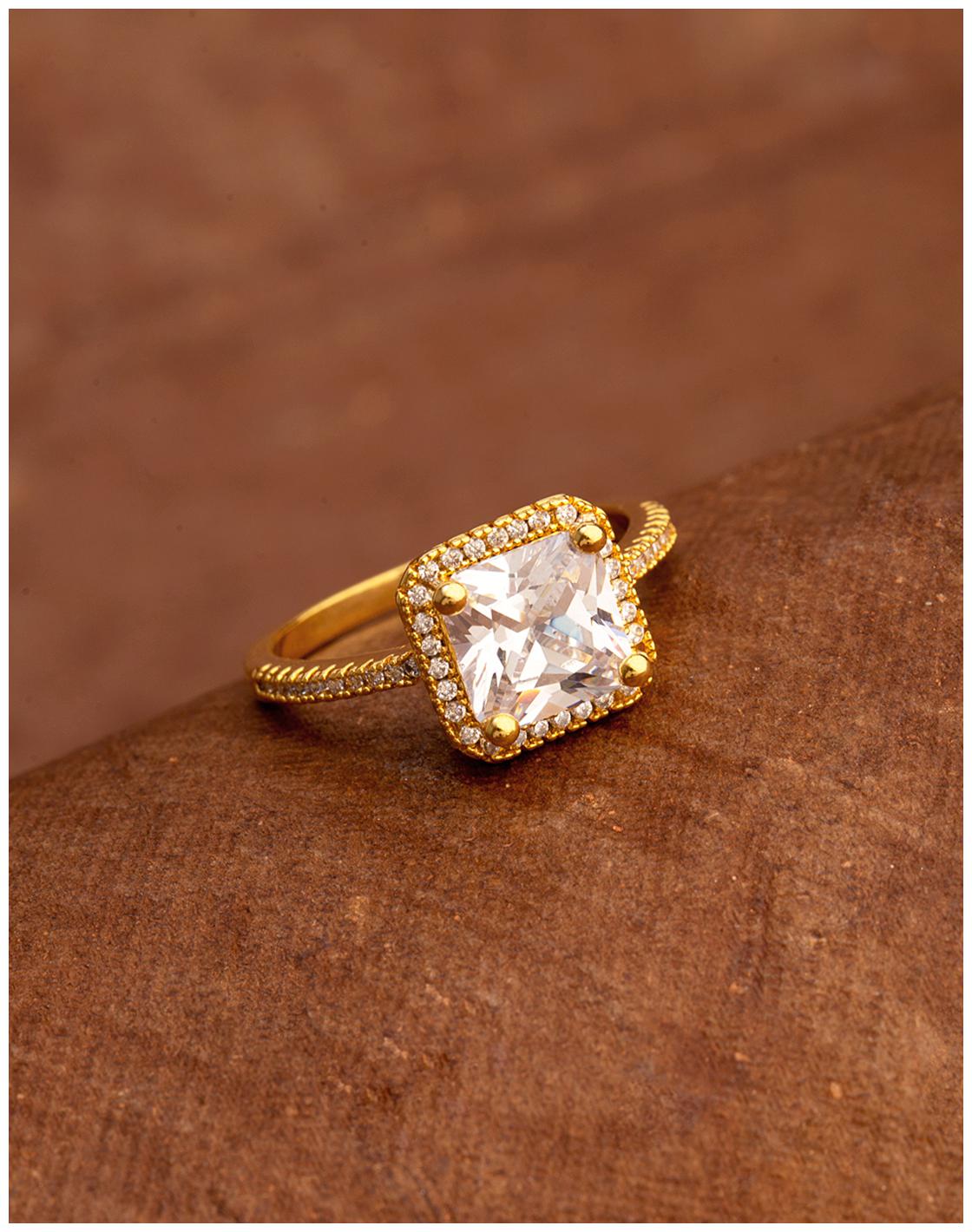 

Voylla Square Cut CZ Gem Ring