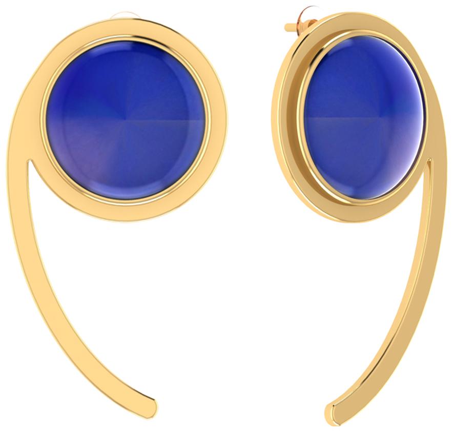 

Voylla Sterling Silver Comma Design Earrings With Blue Stone