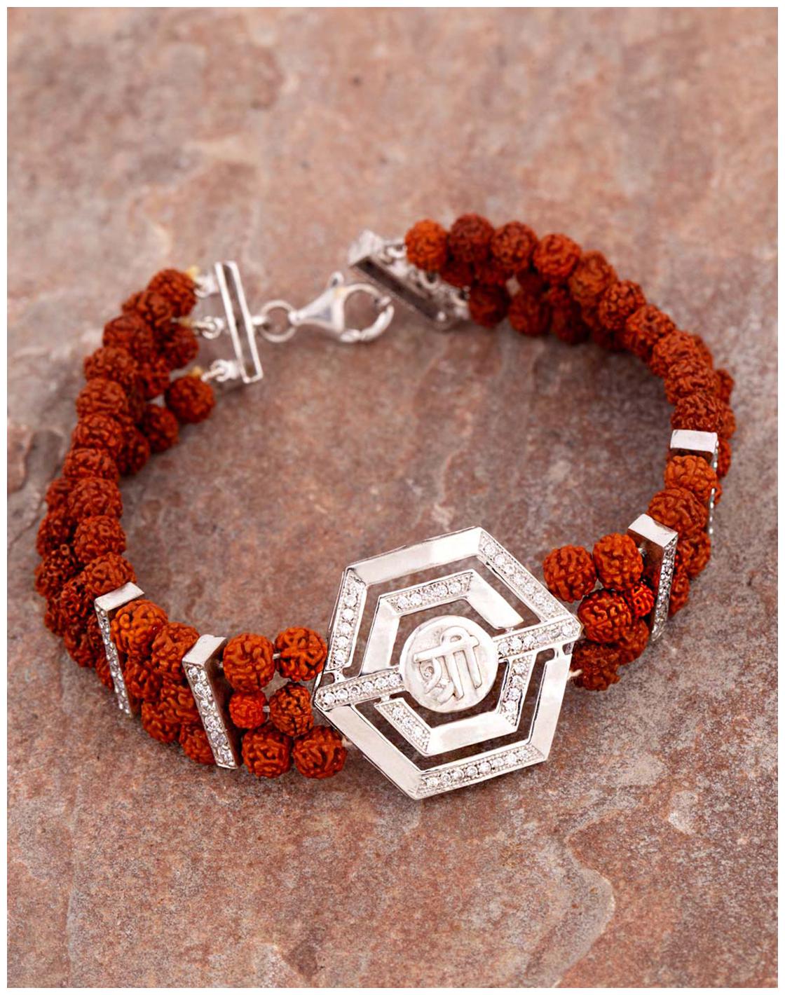 

Voylla Sterling Silver Faux Rudraksha And Glitzy CZ Adorned Bracelet