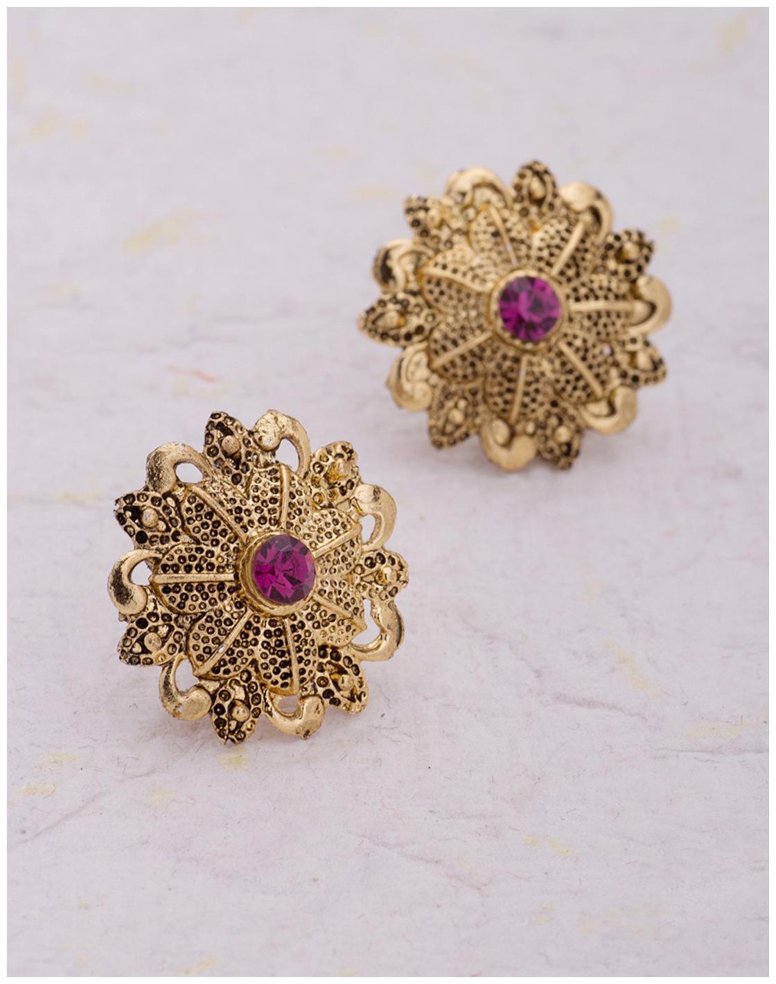 

Voylla Stud Earrings with Pink Stone