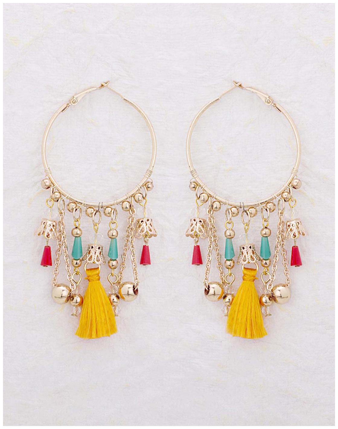 

Voylla Stunning Tassel Hoop Dangler Earrings