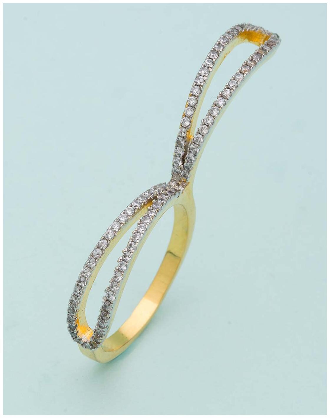 

Voylla Stylish Designer 2 Finger Ring With CZ Embellishment