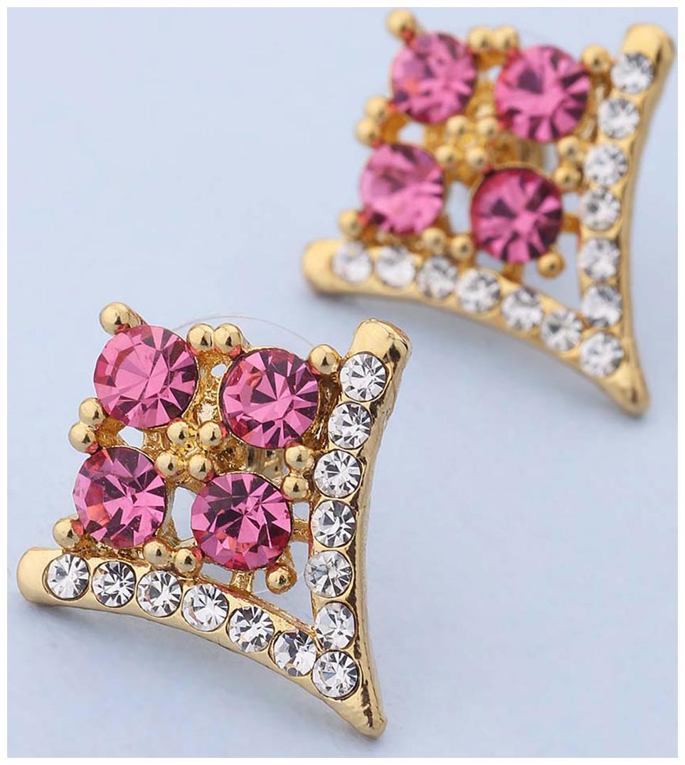 

Voylla Stylish Earrings with Shimmering Pink and White Stones