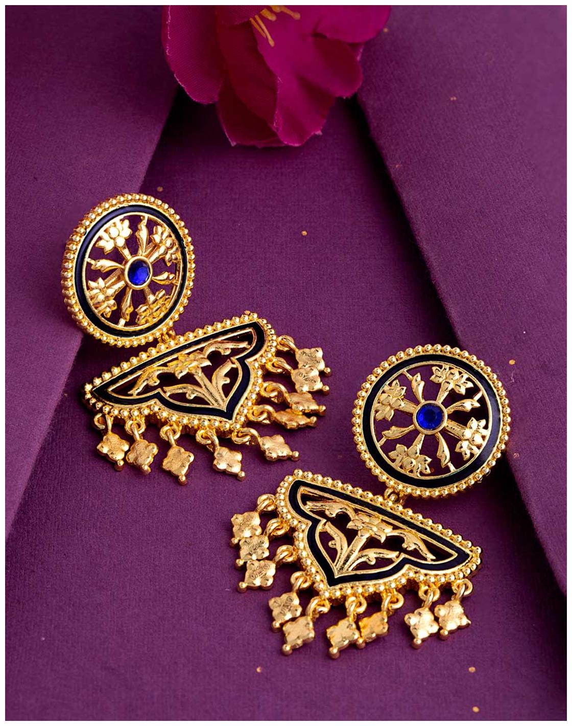 

Voylla Swarnam Filigree Enamaled Drop Earrings
