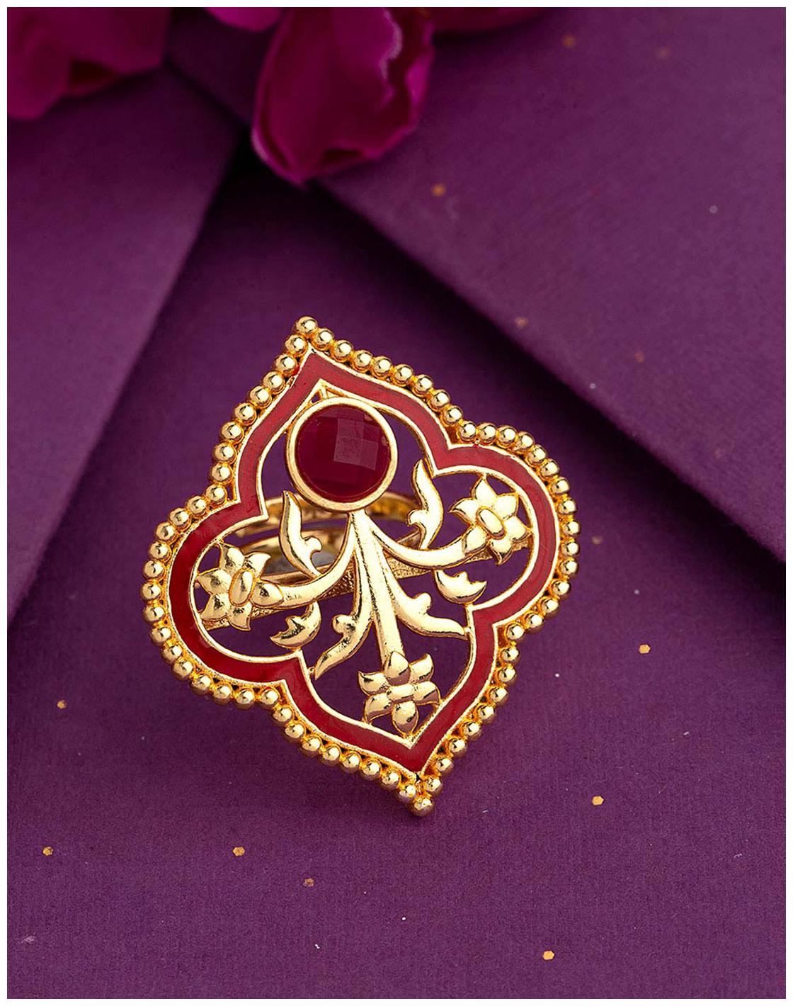

Voylla Swarnam Red Stone Embellished Ring
