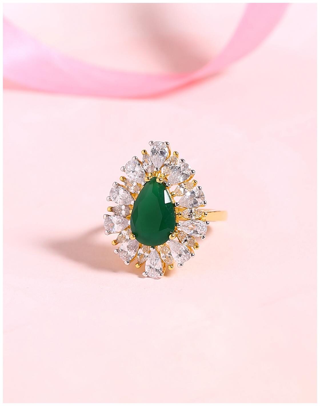 

Voylla Teardrop Cut Zircon Adorned Ring