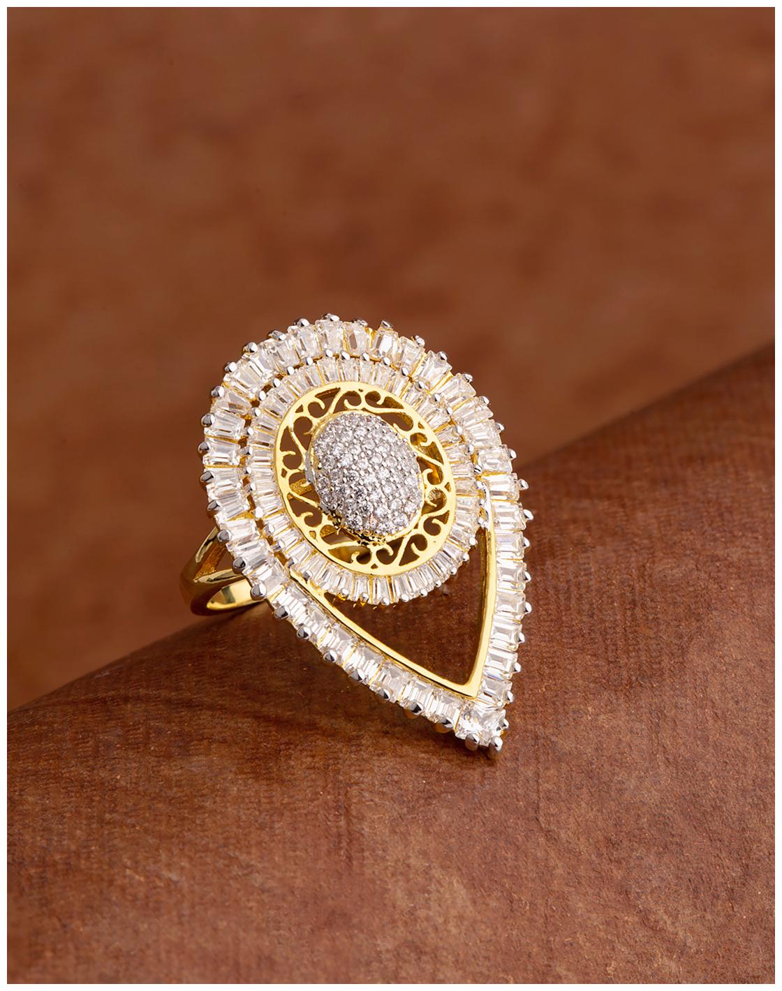 

Voylla Teardrop Motif Statement Ring