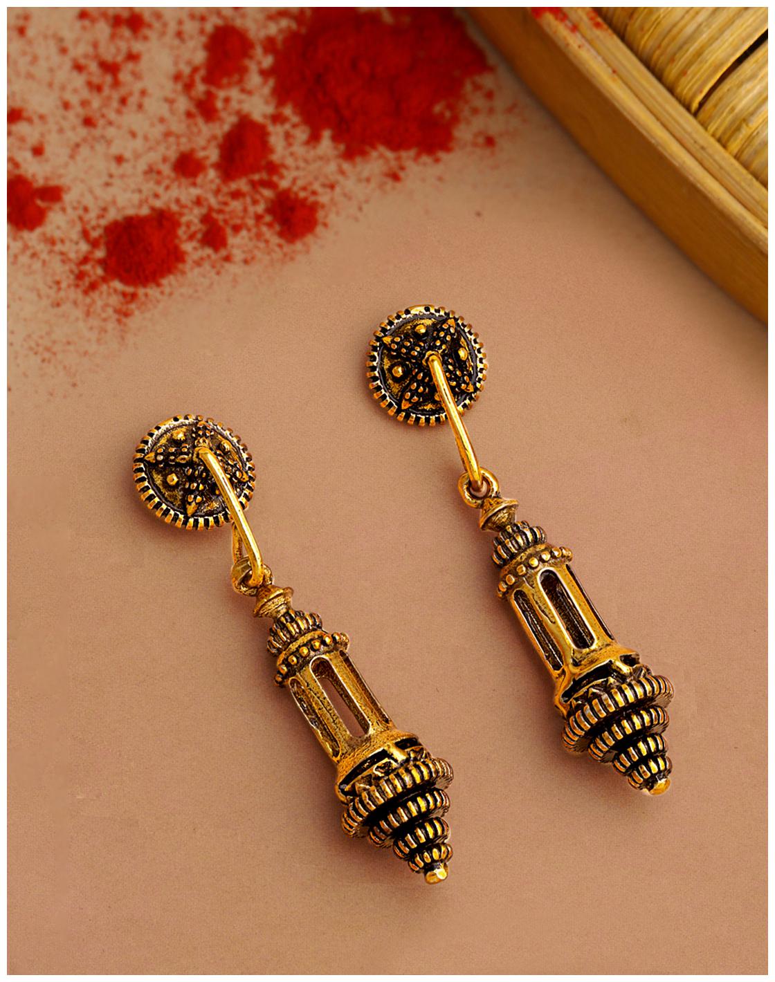 

Voylla Temple of Love Hanging Lamps Earrings