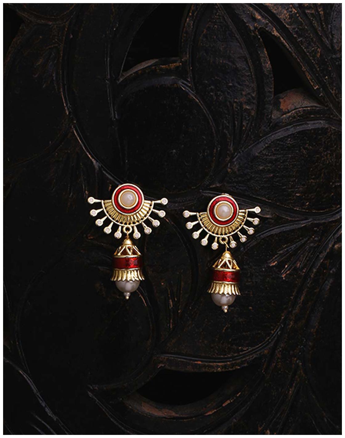 

Voylla Temple Bell Drop Style Earrings