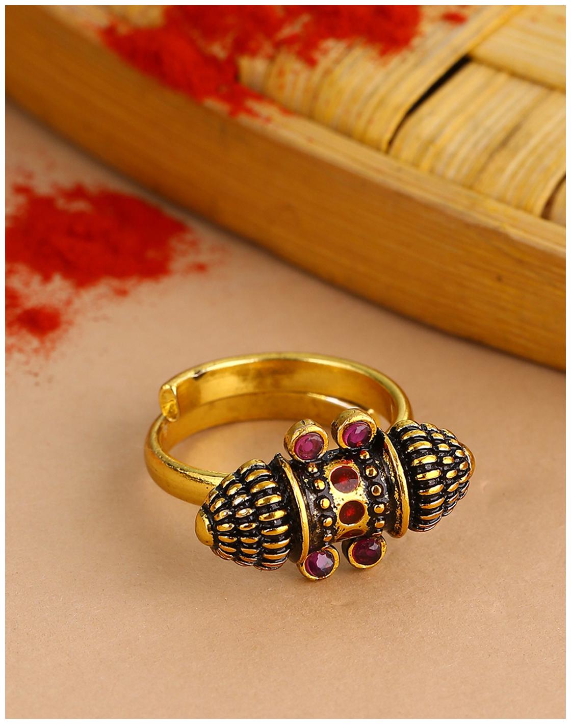 

Voylla Temple of Love Lightly Embellished Statement Ring