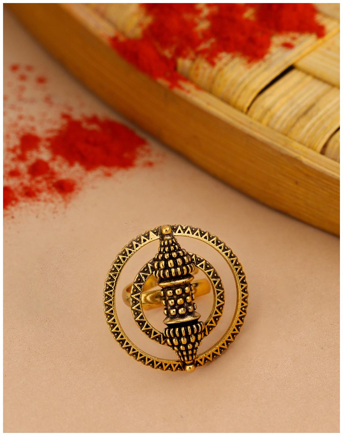 

Voylla Temple of Love Sacred Scroll Statement Ring