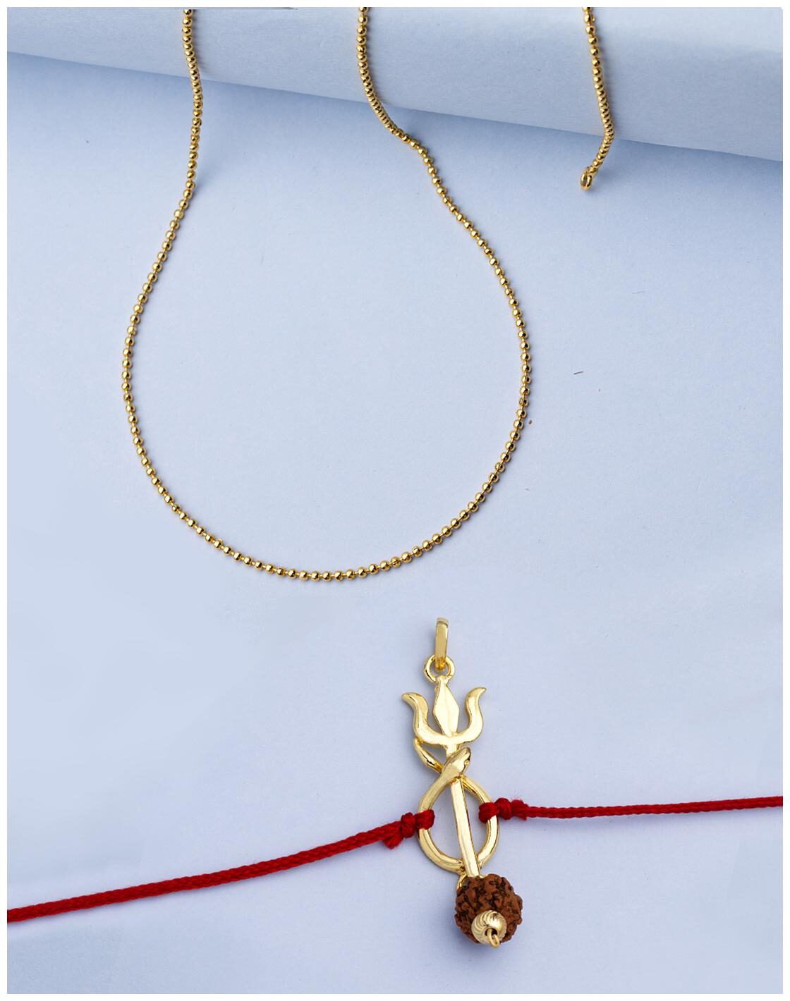 

Voylla Tishul with Rudraksh Rakhi-Pendant