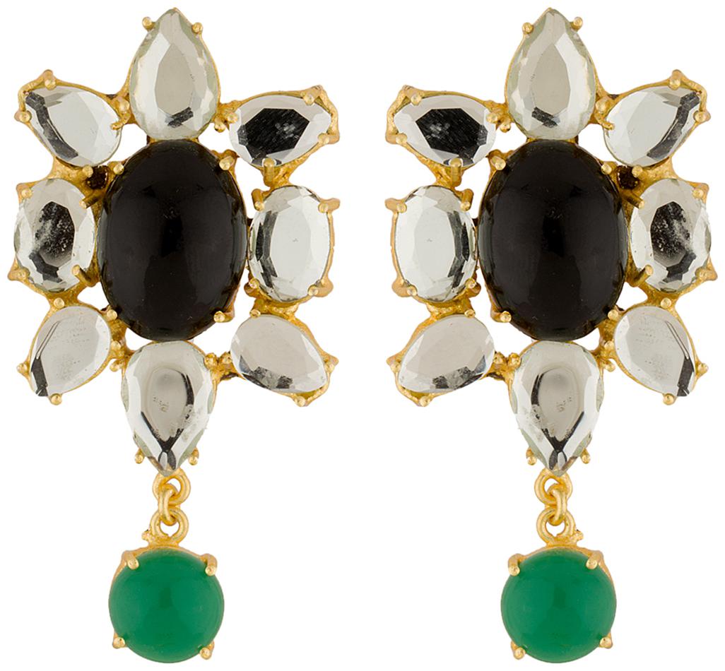 

Voylla Traditional Multicolor Stones Studded Gold Tone Earrings