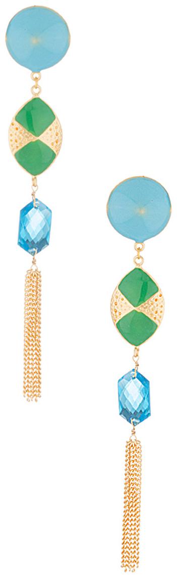

Voylla Trendy pair of dangles with blue faux stone