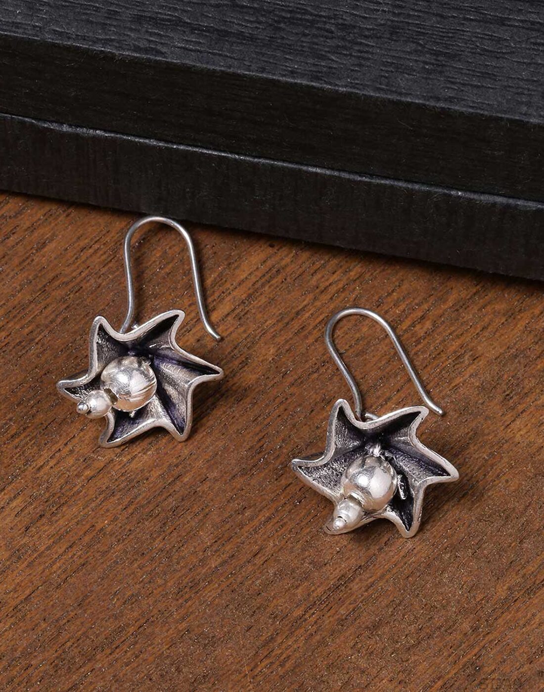 

Voylla Work Essentials oxidised Bell Drop Earrings