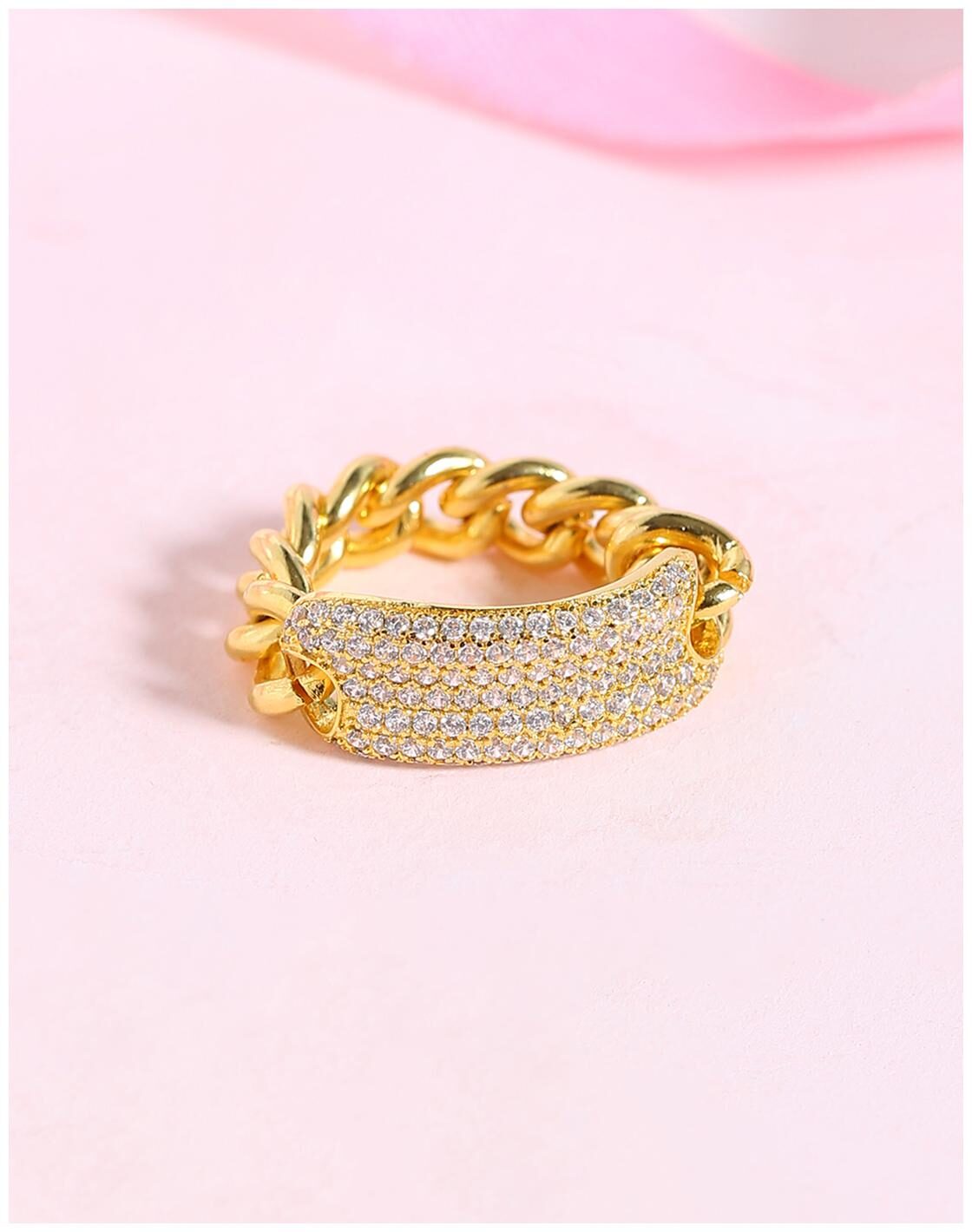 

Voylla Yellow Gold Plated Chain Ring