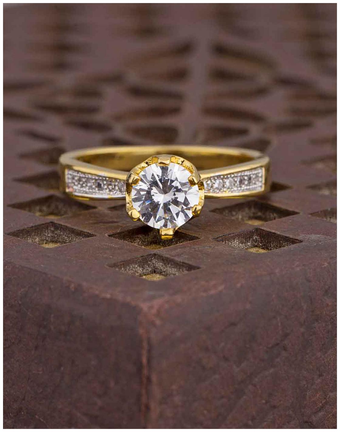 

Voylla Yellow Gold Plated 9 to 5 Brass Ring
