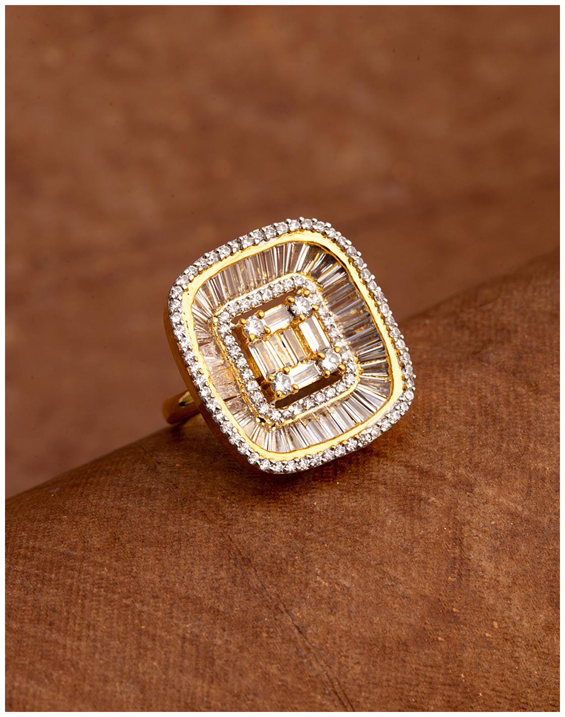 

Voylla Zircon Gemstones Adorned Cocktail Ring