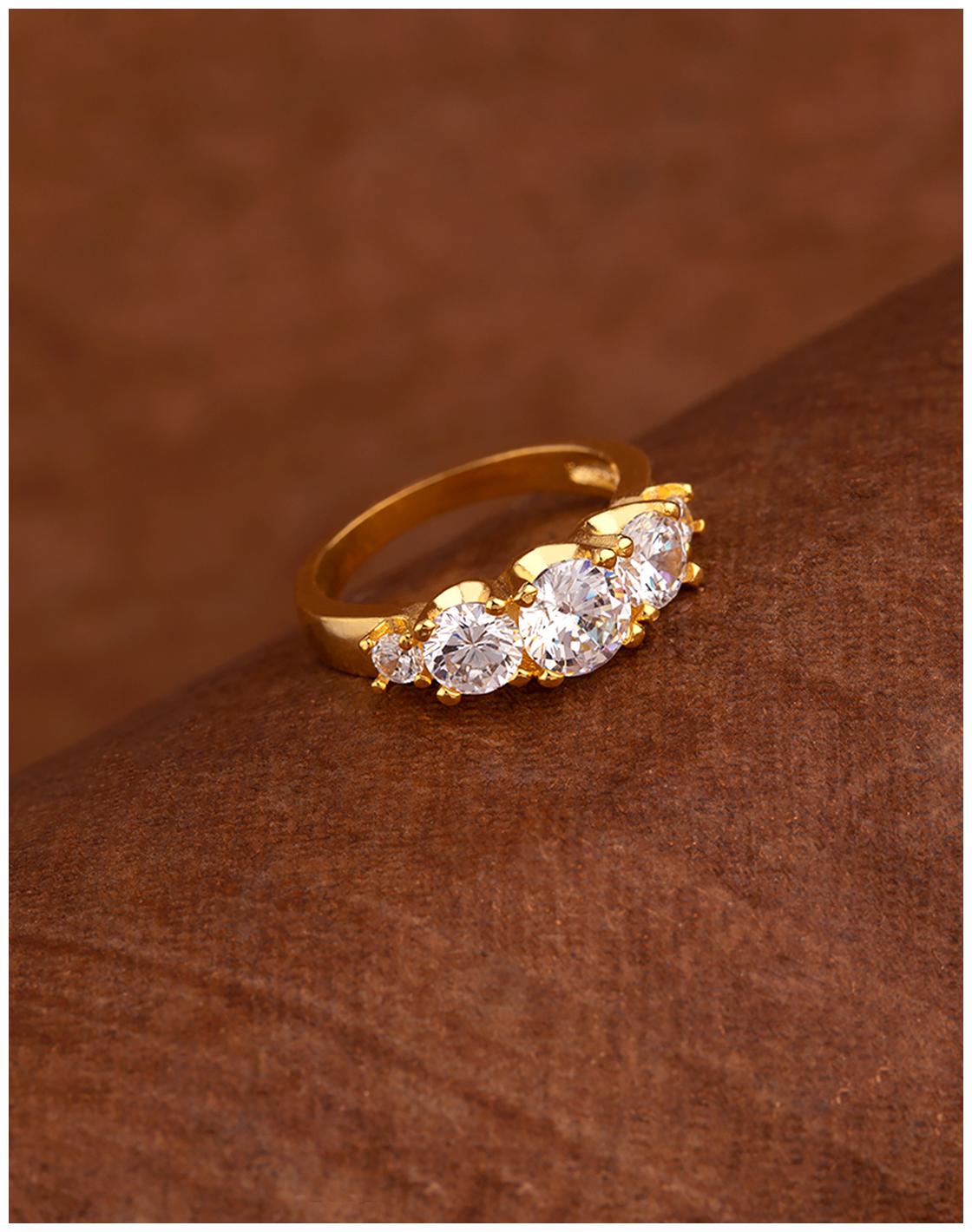

Voylla Zircon Gemstones Adorned Brass Ring
