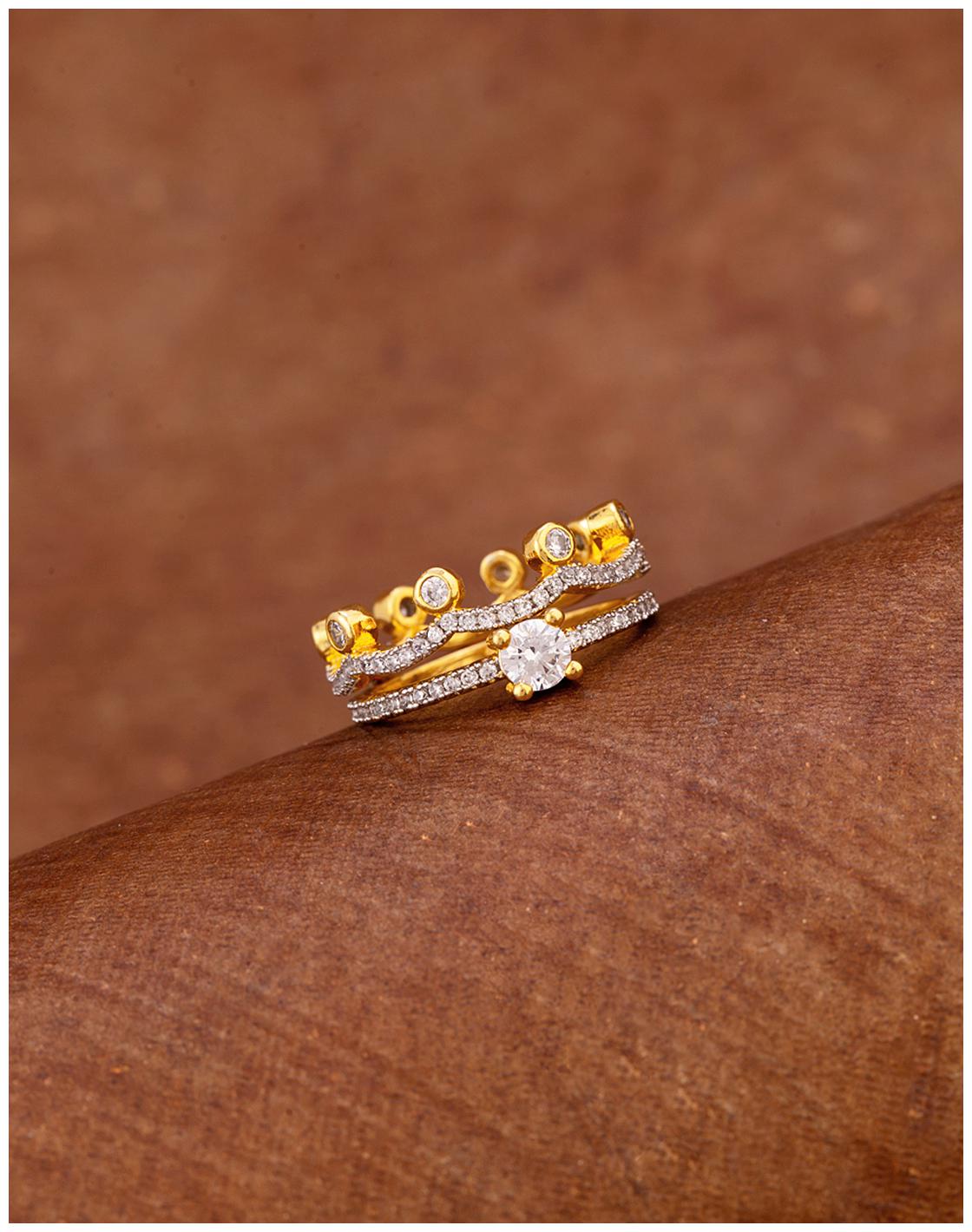 

Voylla Zircon Adorned Brass Crown Ring
