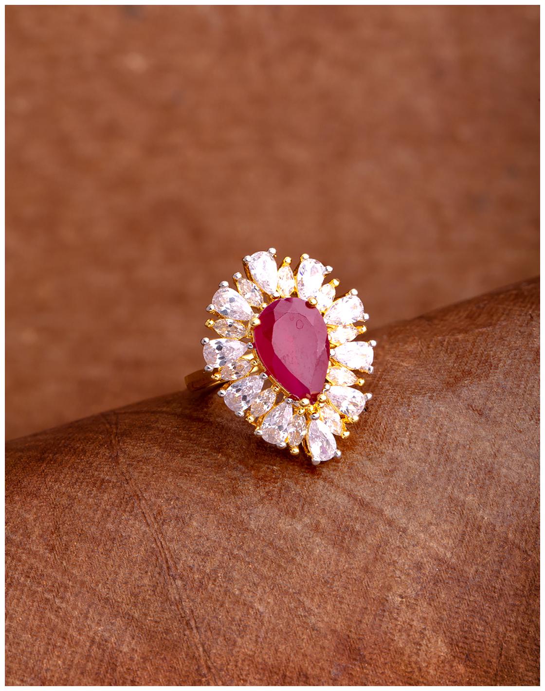 

Voylla Zircon Gems Adorned Cocktail Ring