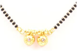 Vsasa Stylish Designer Light Elegant Exclusive Gold Plated Mangalsutra With American Diamonds Embedded With Black Beads Mala For Young Ladies/Women