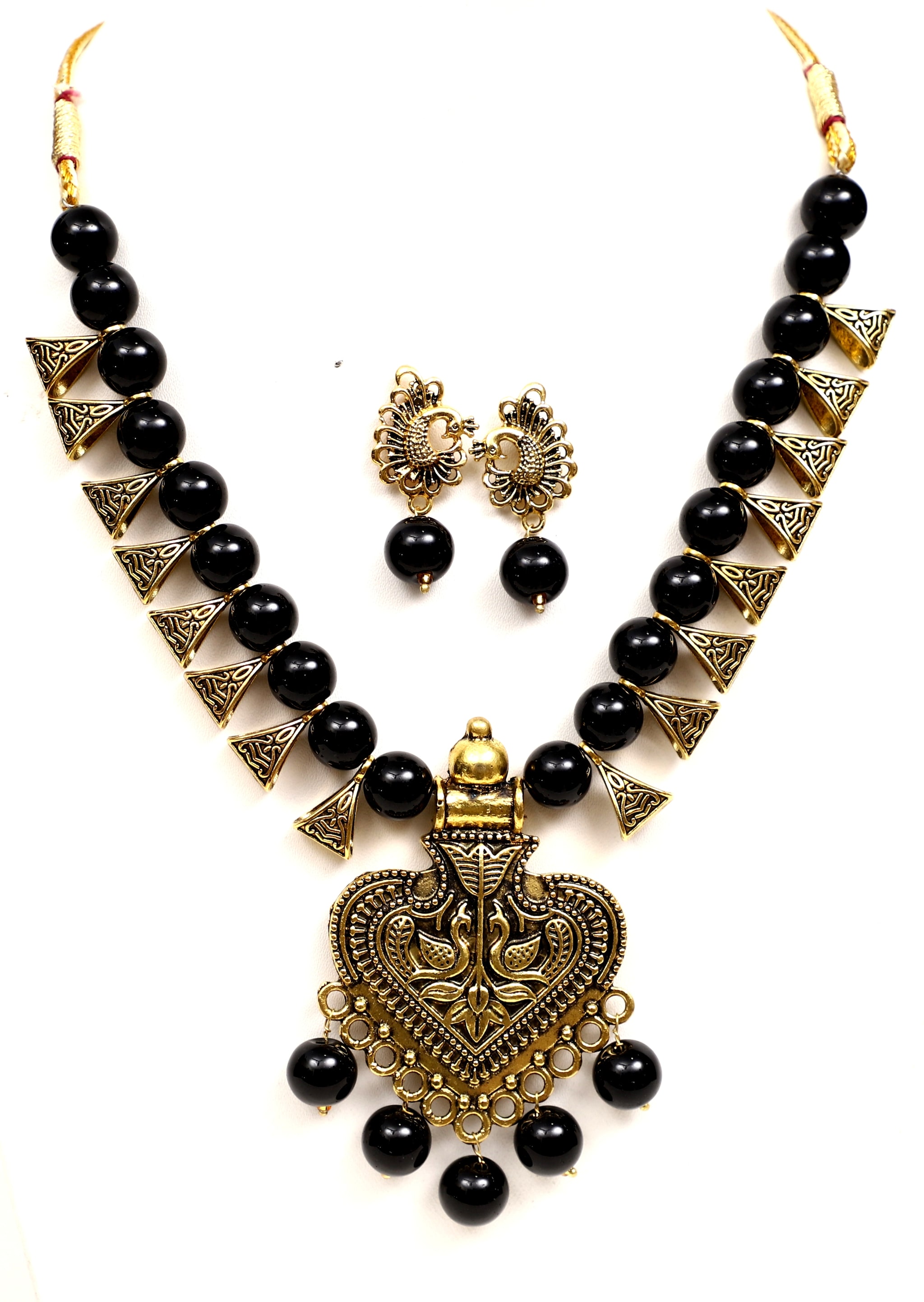 

VSASA S ELEGANT DESIGNER TRADITIONAL OXIDISED PLATING ANTIQUE COLLECTION OF NECKLACE AND EARRINGS