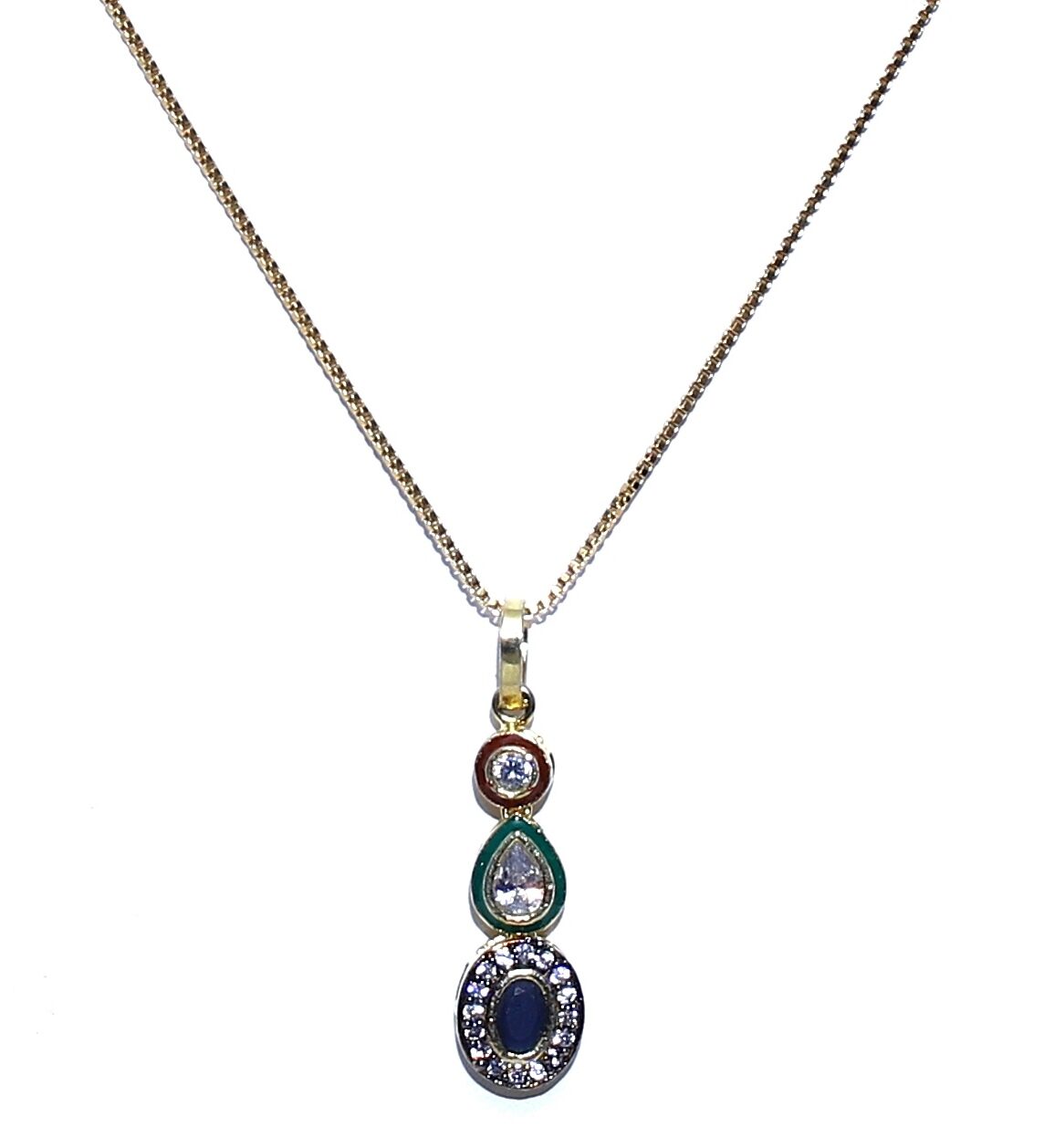 

Vsasas Luxuria American Diamond With Stone Studded Gold Plated Pendent With Chain