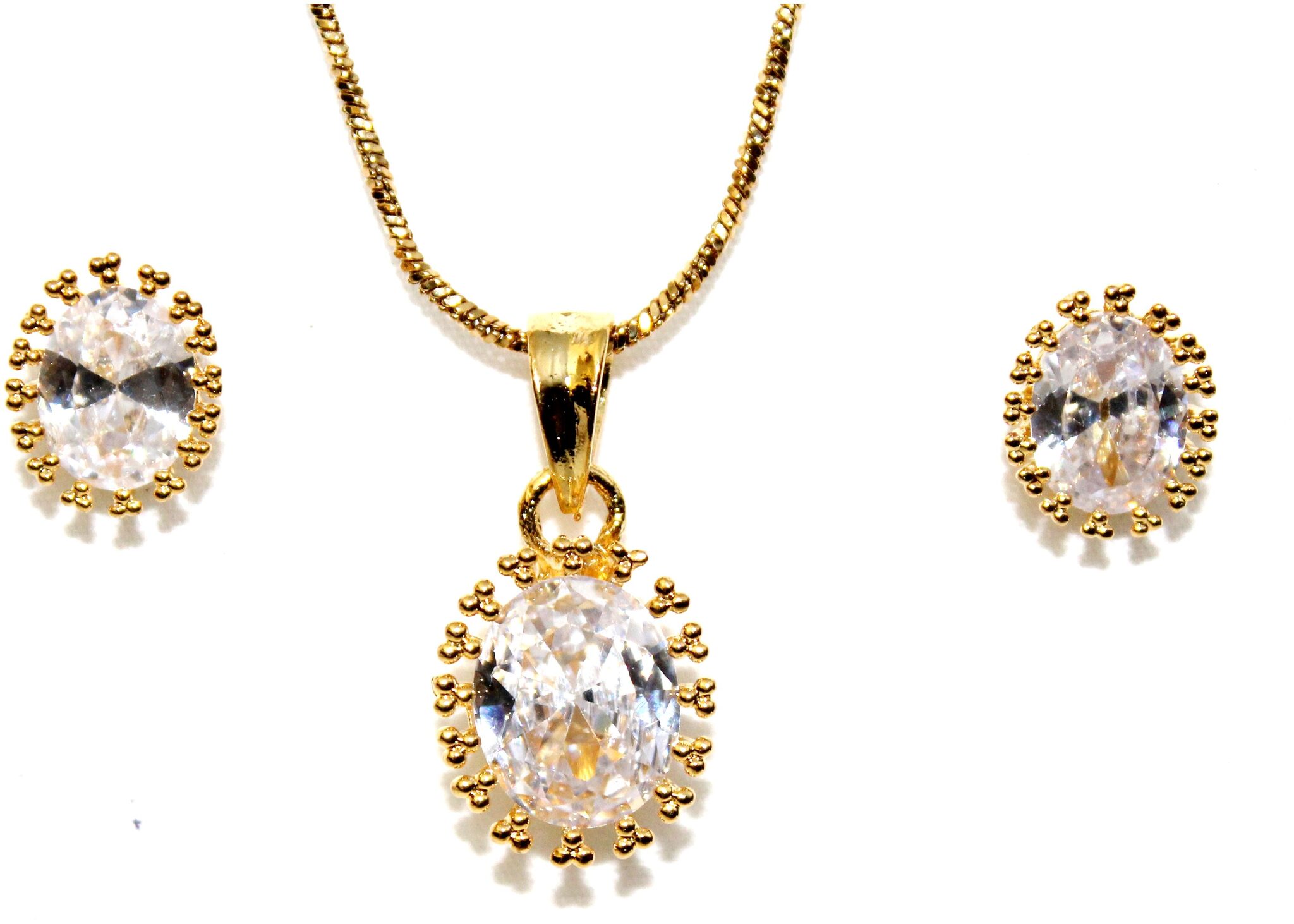 

Vsasa sFancy American Diamond Necklace and Earrings for Girls Women