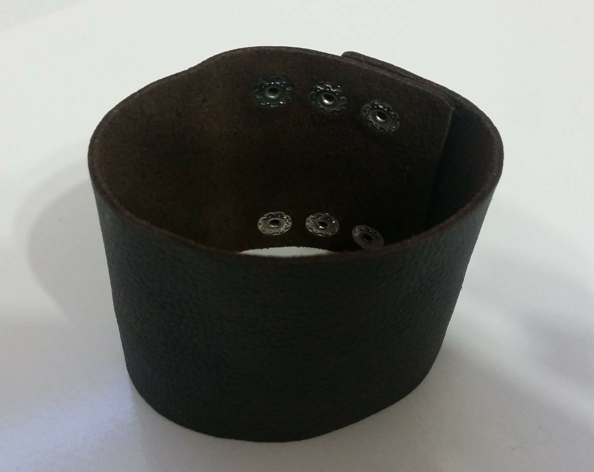 

Wide 2 5 Dark Brown Faux Leather Adjustable Bracelet Unisex Adult Z4-7 22
