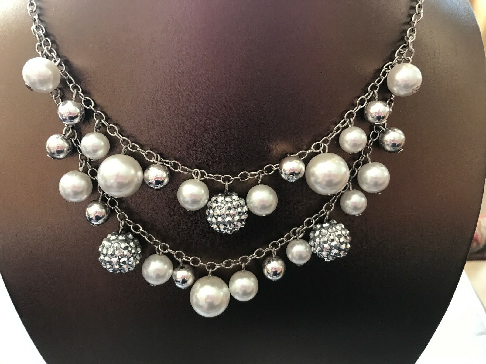 

WOMEN FASHION WHITE FAUX PEARL LAYERED NECKLACE SILVER TONE TARGET BRAND