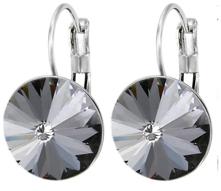 

Women Round Large LEVER BACK Bella Earrings made with SWAROVSKI crystal