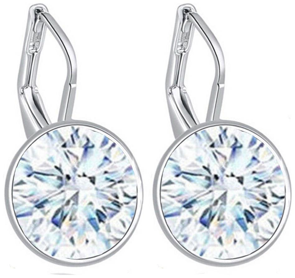 

Women Round Large LEVER BACK Bella Earrings made with SWAROVSKI crystal