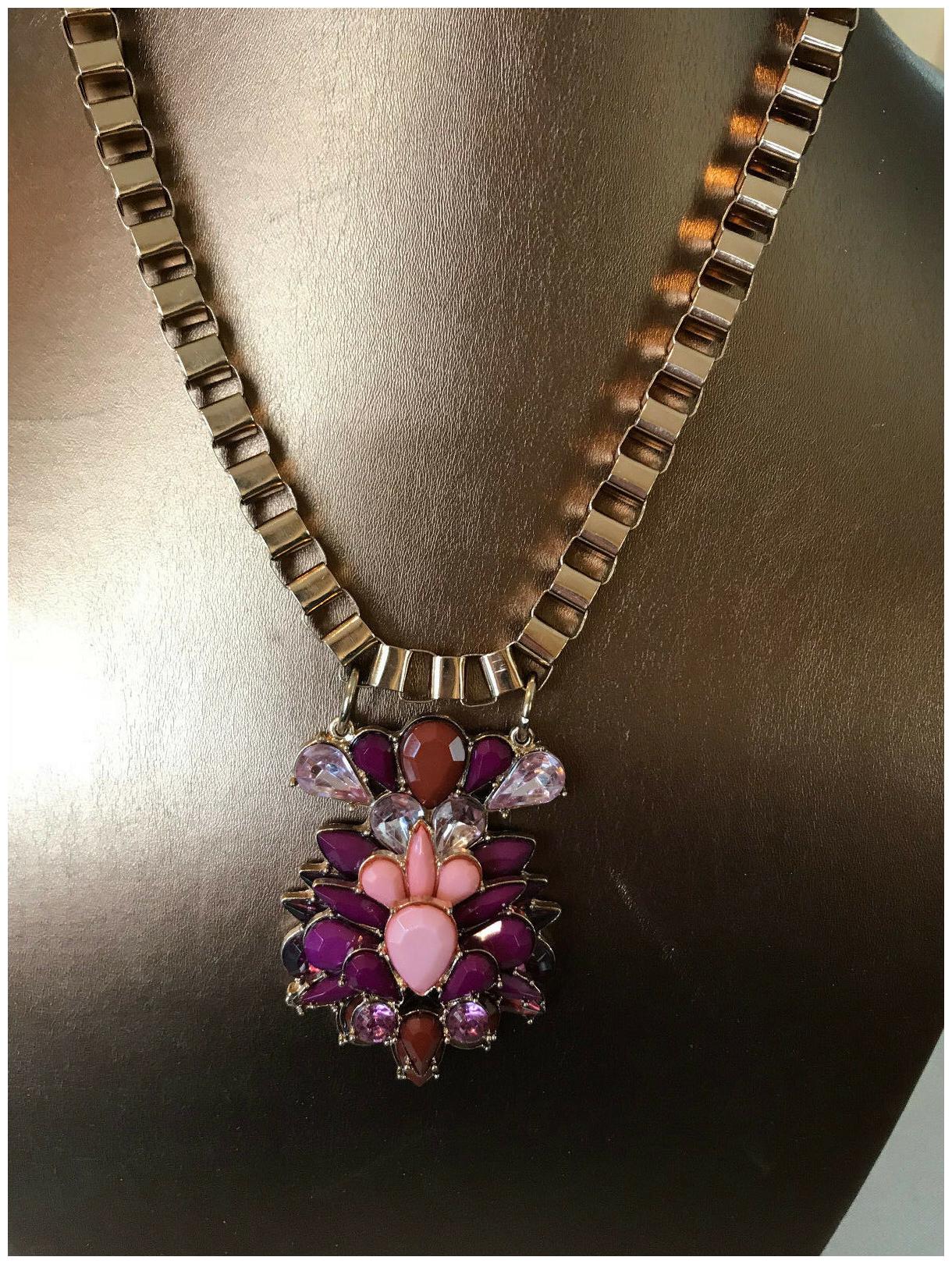 

WOMEN S FASHION PINK GOLD BIB STATEMENT NECKLACE CHAIN LINK STONES TARGET BRAND