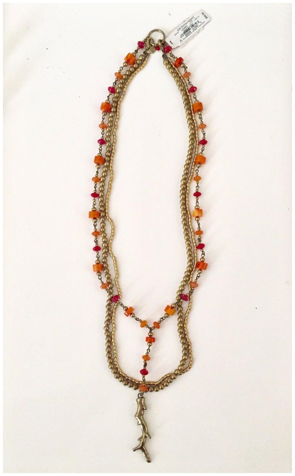 

Women s Lucky Brand Gold Coral Layer Necklace Beaded Fashion Jewelry NWT