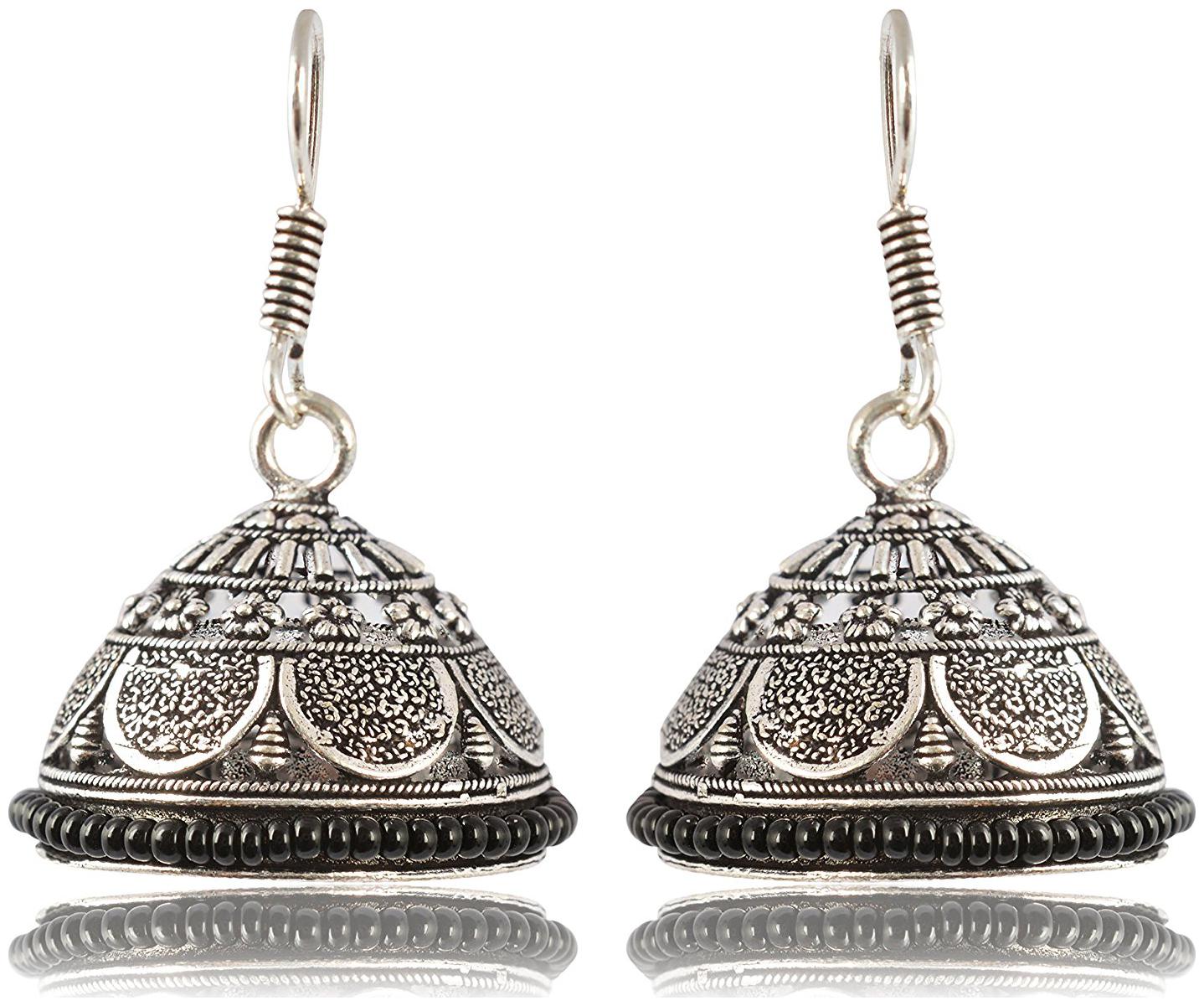 

Womens Earring Oxidized Silver Jhumki Earrings for Women (E252) By the Roma Brothers