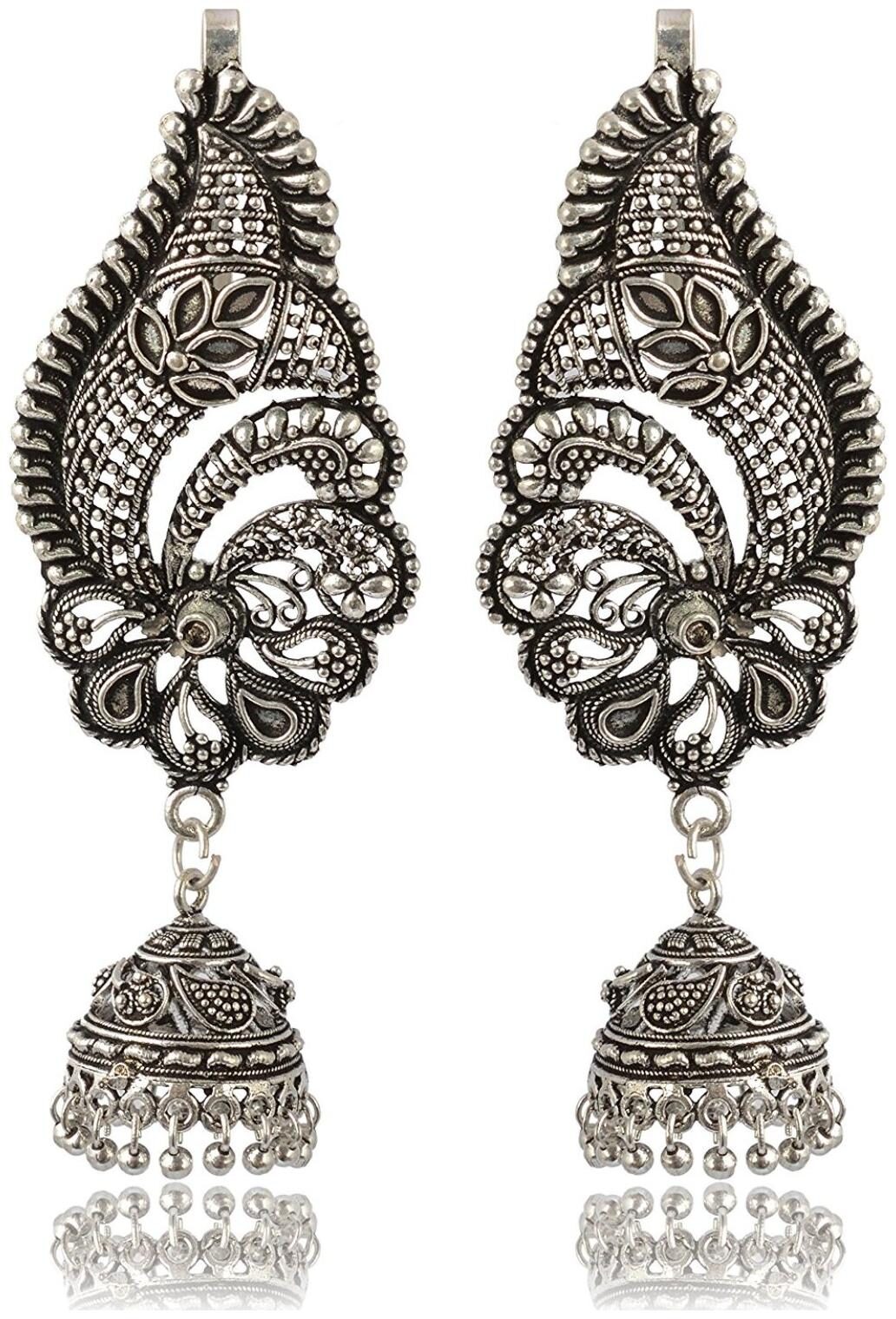 

Womens Earring Silver Brass Jhumki Earrings for Women (E143) By the Roma Brothers