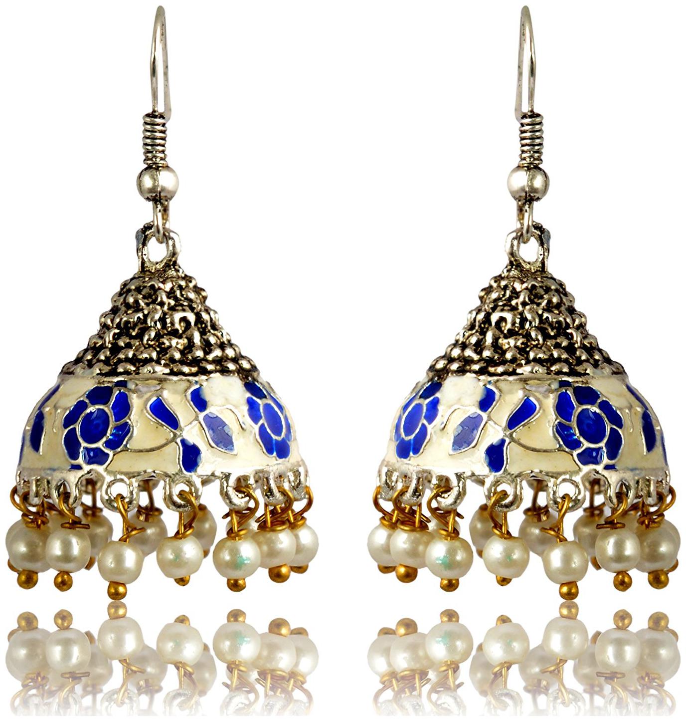 

Womens Earring Silver Brass Jhumki Earrings for Women (E141) By the Roma Brothers