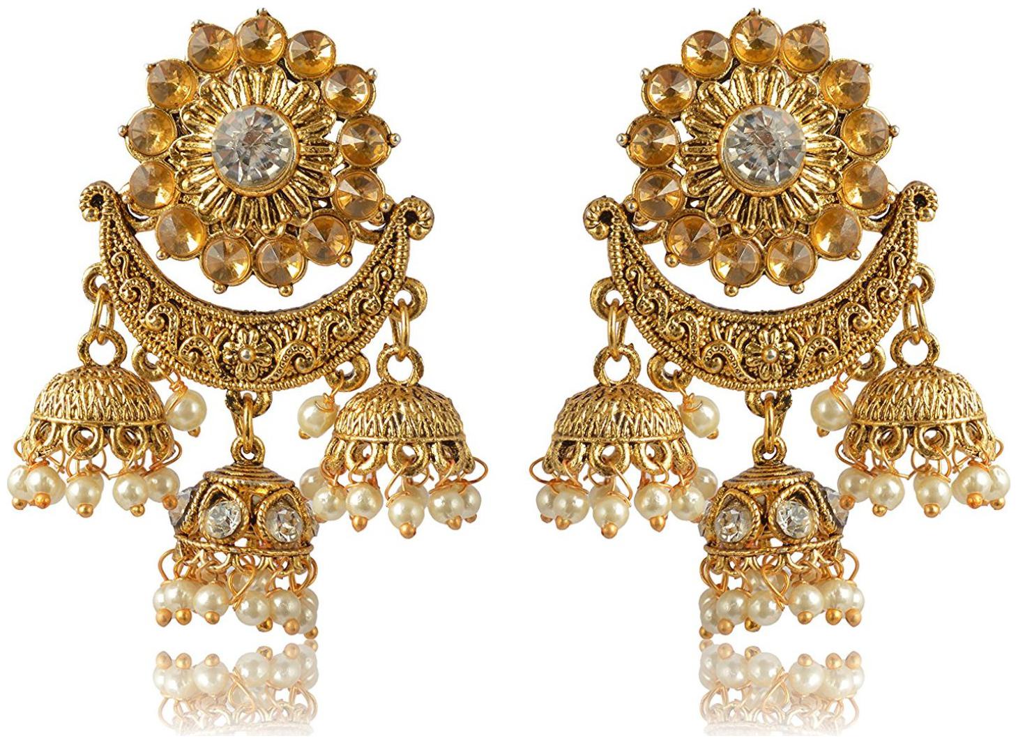 

Womens Earring Gold Brass Jhumki Earrings for Women (E131) By the Roma Brothers