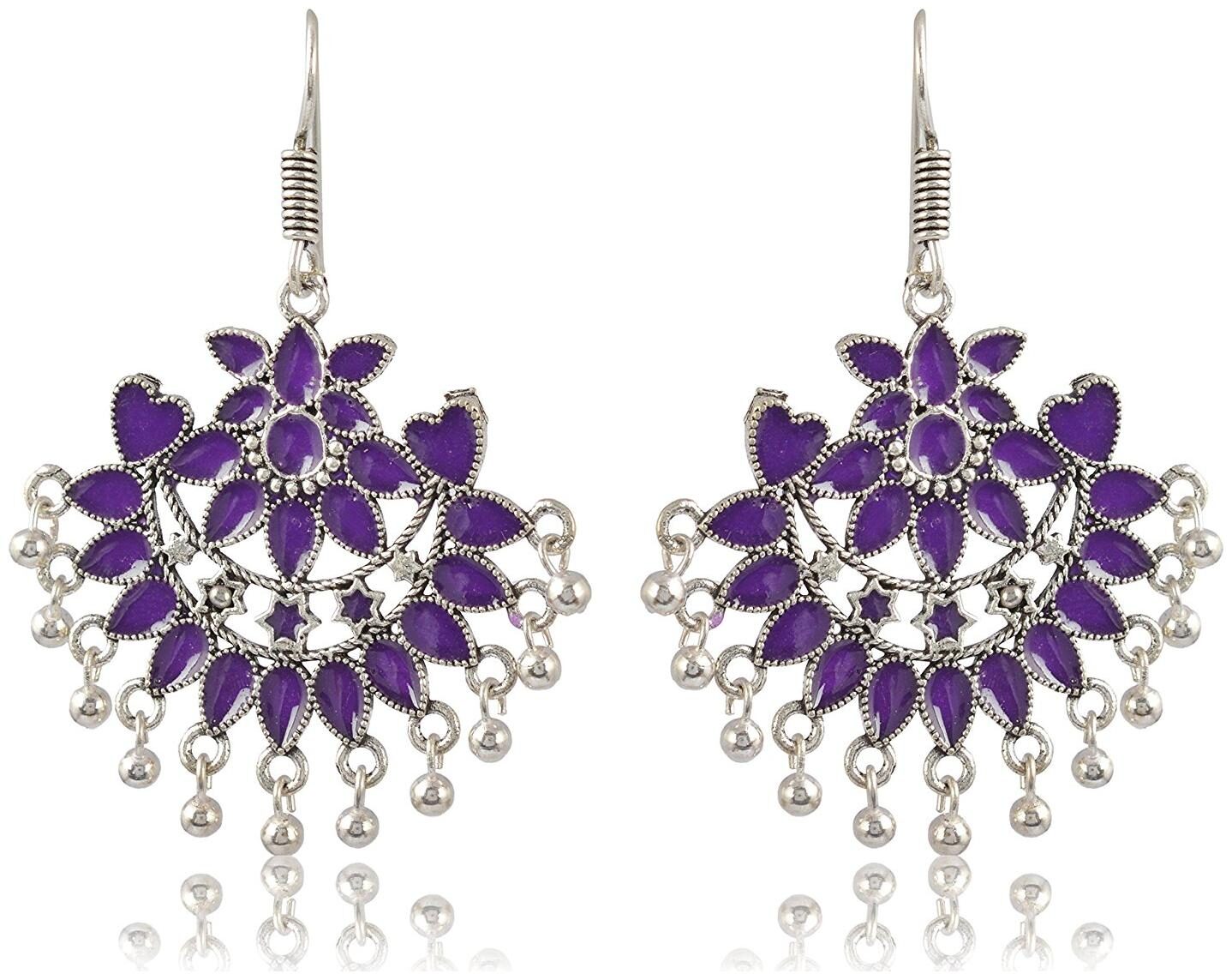 

Womens Earring Purple Brass Dangle Drop Earrings for Women (E164) By the Roma Brothers