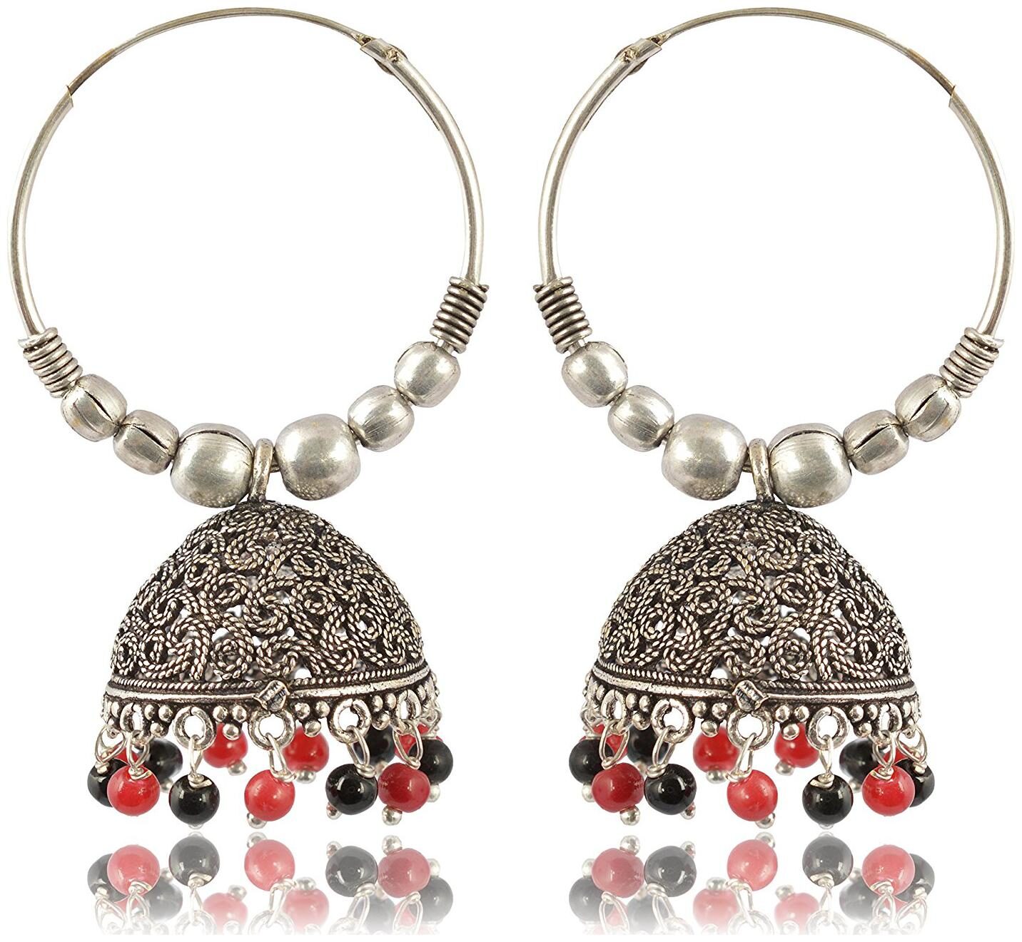 

Womens Earring Oxidized Silver Jhumki Earrings for Women (E230) By the Roma Brothers