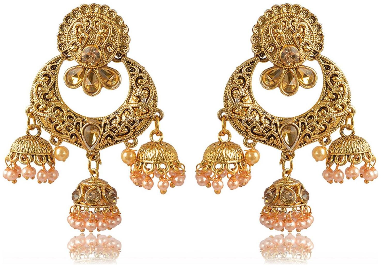 

Womens Earring Gold Brass Jhumki Earrings for Women (E128) By the Roma Brothers