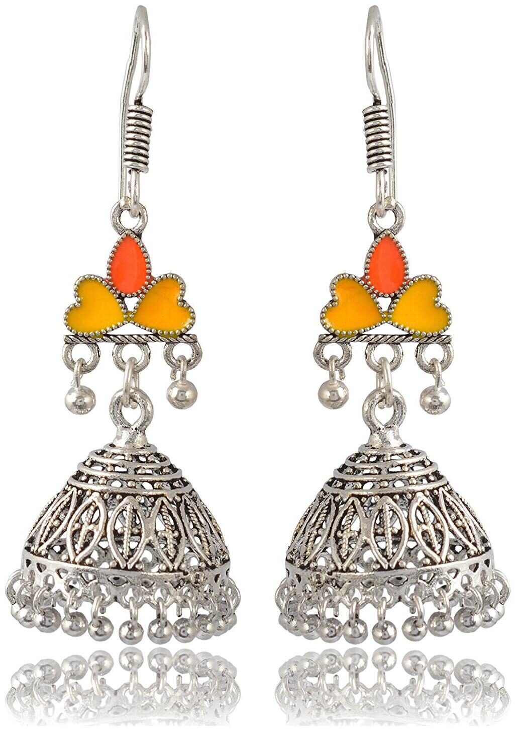 

Womens Earring Silver Brass Jhumki Earrings for Women (E161) By the Roma Brothers