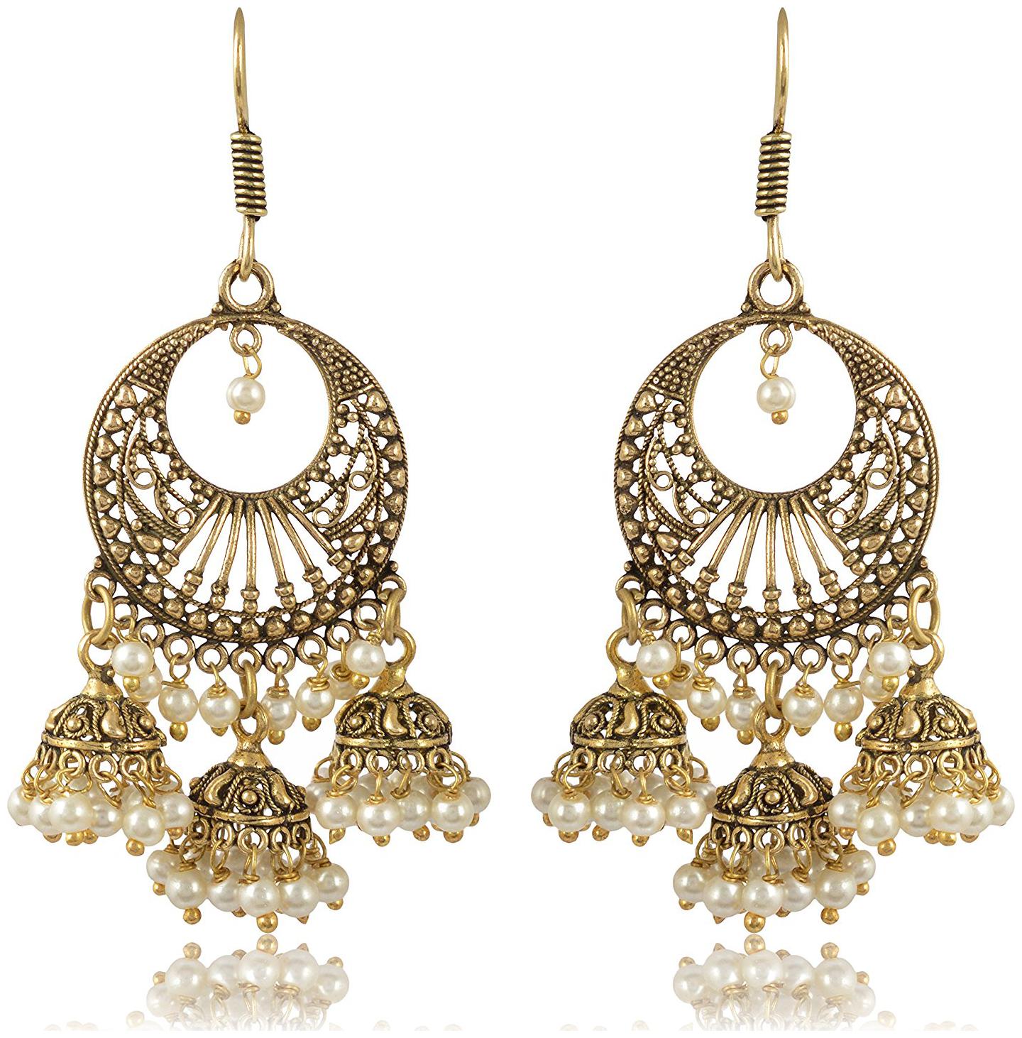 

Womens Earring Gold Brass Jhumki Earrings for Women (E194) By the Roma Brothers